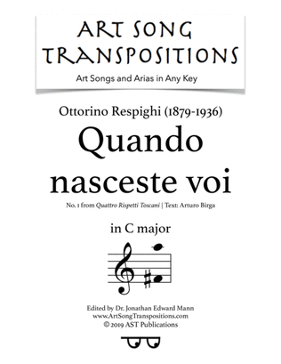 Book cover for RESPIGHI: Quando nasceste voi (transposed to C major)