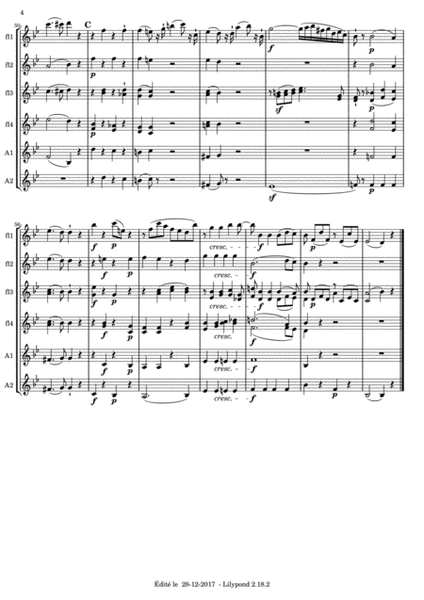 Mozart Tuba Mirum from Requiem KV 626 for flute sextet or flute choir image number null