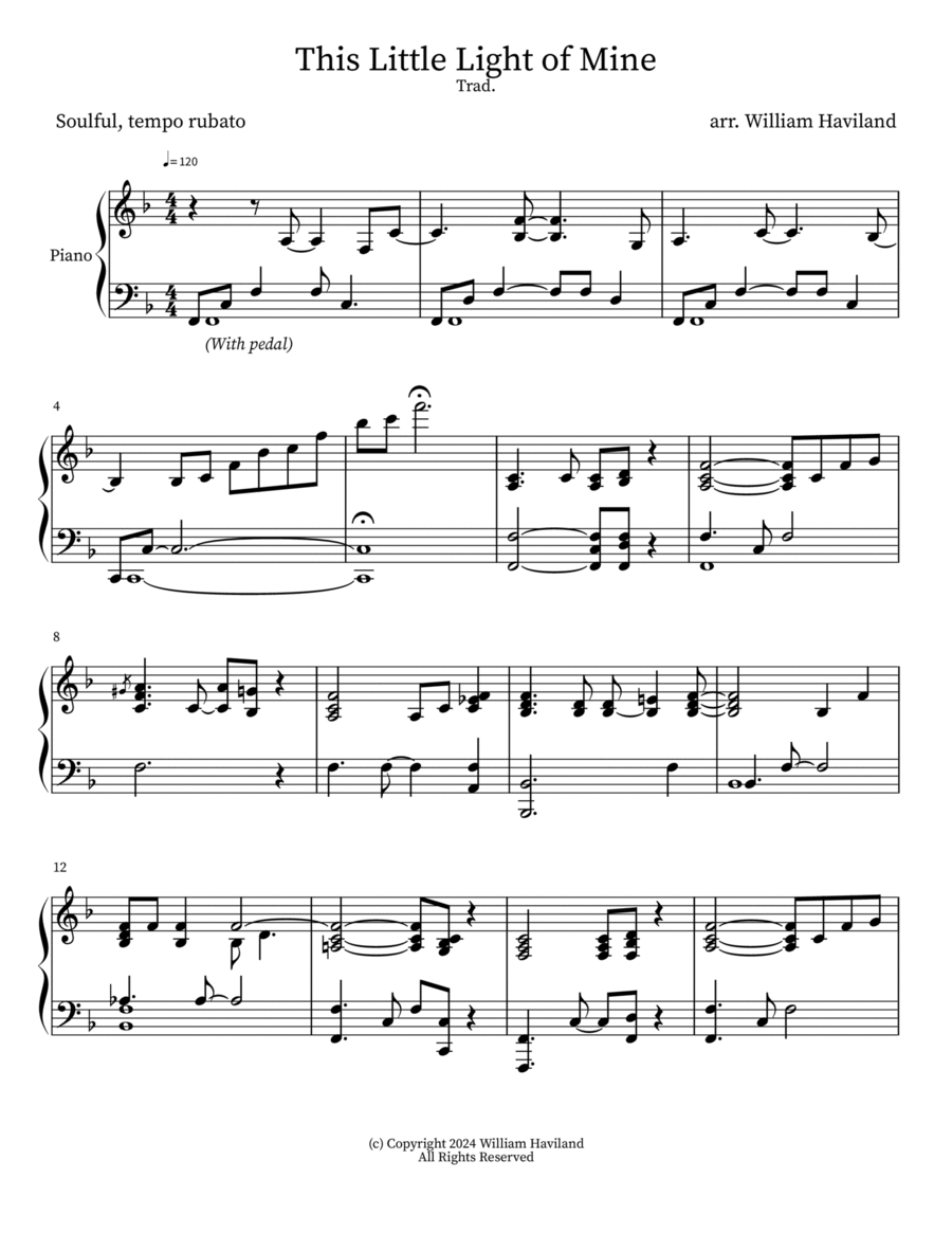 This Little Light of Mine [arr. for solo piano] Piano Solo scores gallery preview page 1