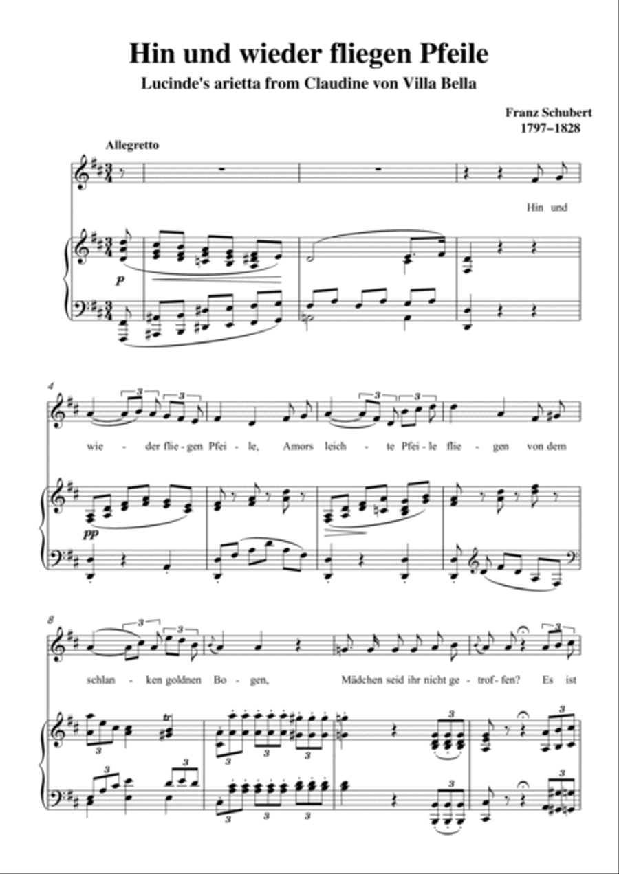 Schubert-Hinund wieder fliegen Pfeile in D for Vocal and Piano Voice scores gallery preview page 2