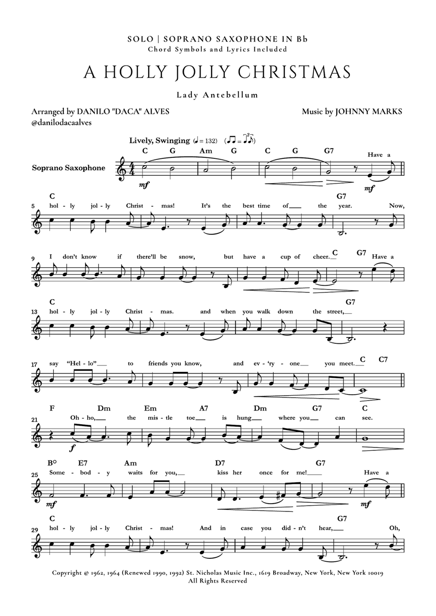 A Holly Jolly Christmas Soprano Saxophone scores gallery preview page 1