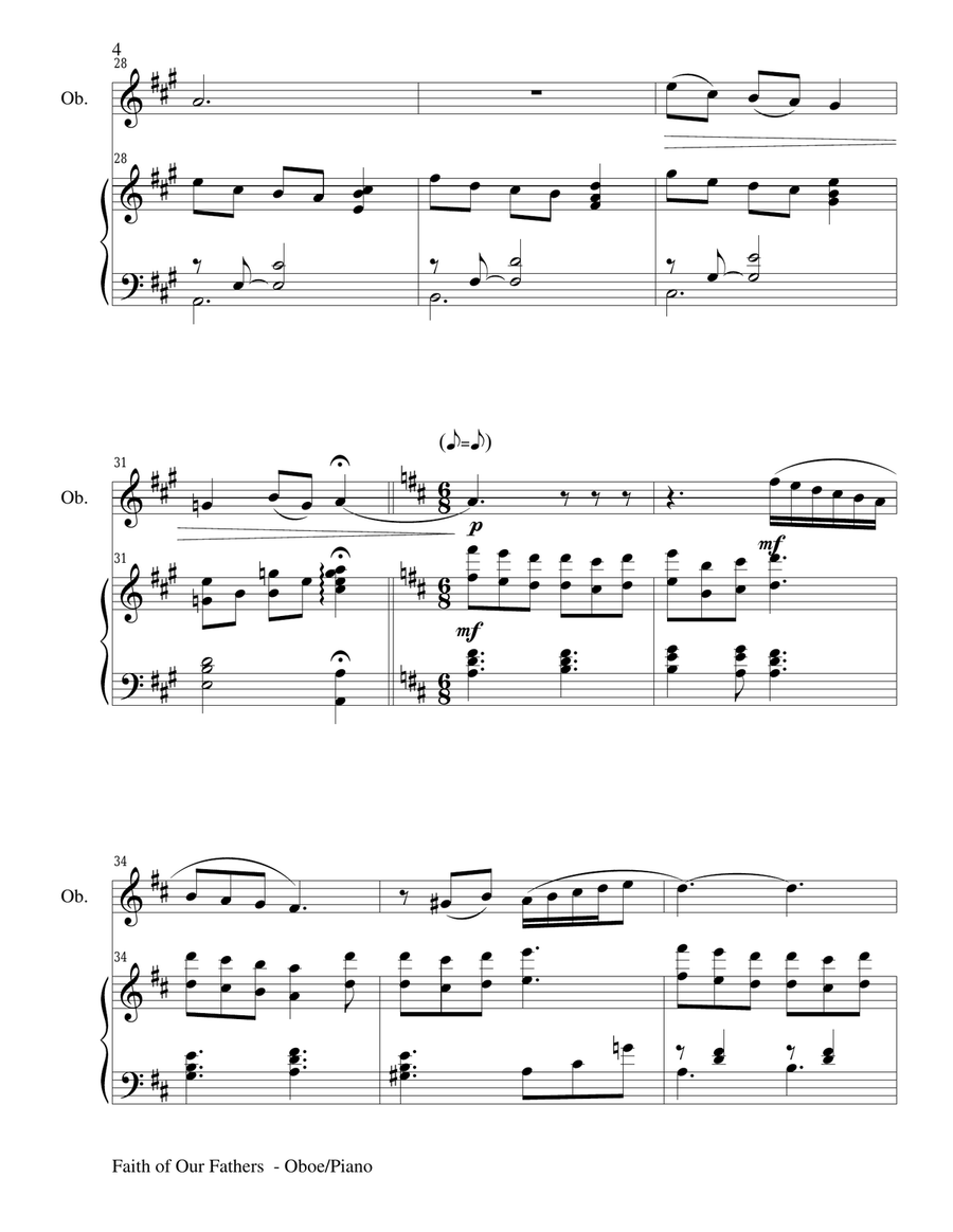 FAITH OF OUR FATHERS (Duet – Oboe and Piano/Score and Parts) Woodwind Duet scores gallery preview page 4