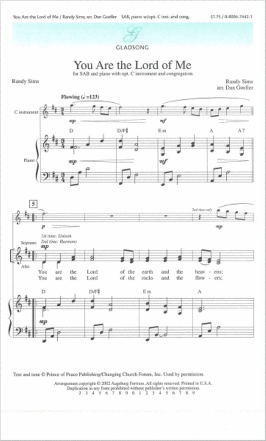 You Are the Lord of Me 3-Part scores gallery preview page 1