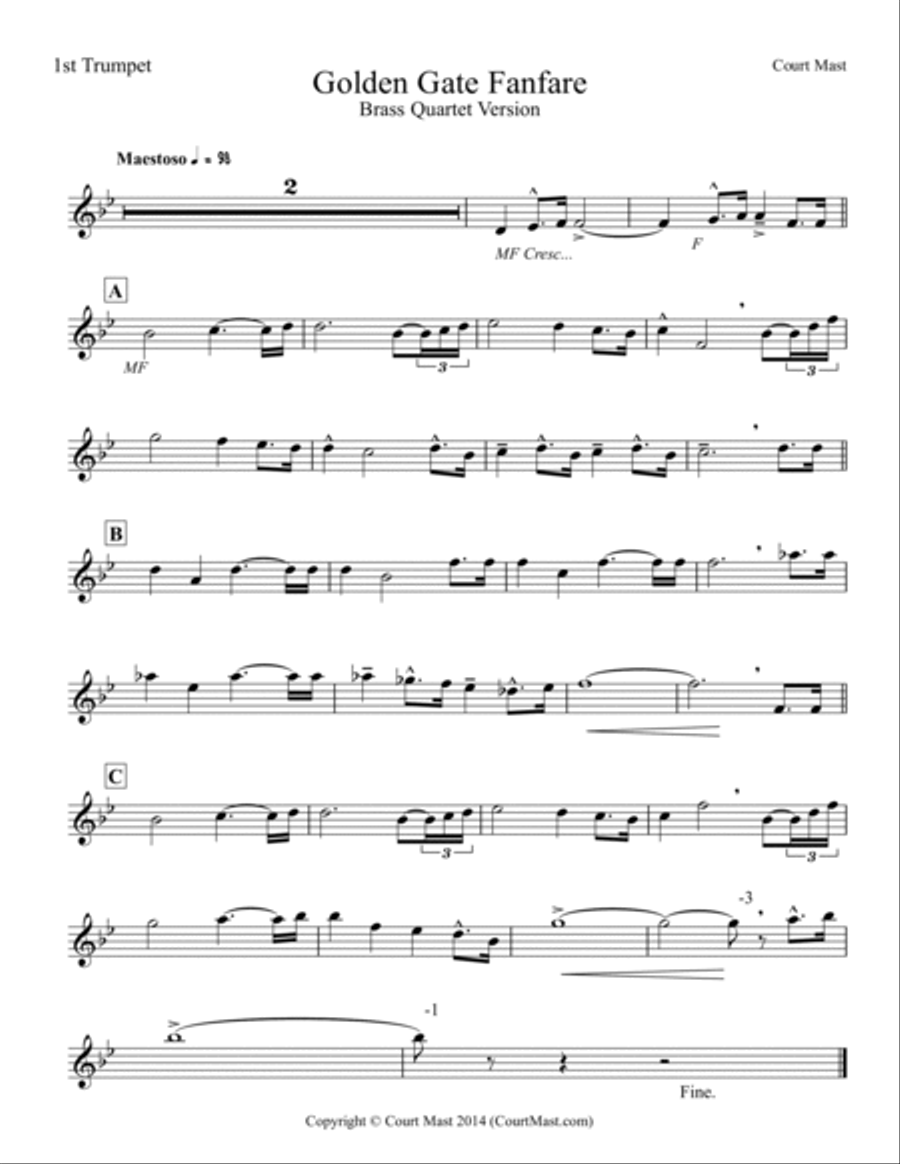 Golden Gate Fanfare - Brass Quartet Version Brass Quartet scores gallery preview page 4