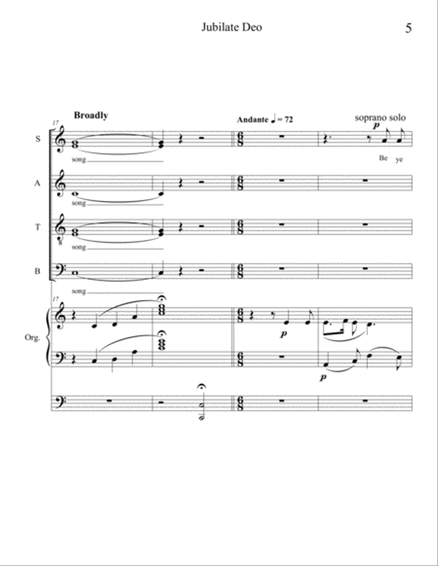 Jubilate Deo for SATB & organ 4-Part scores gallery preview page 5