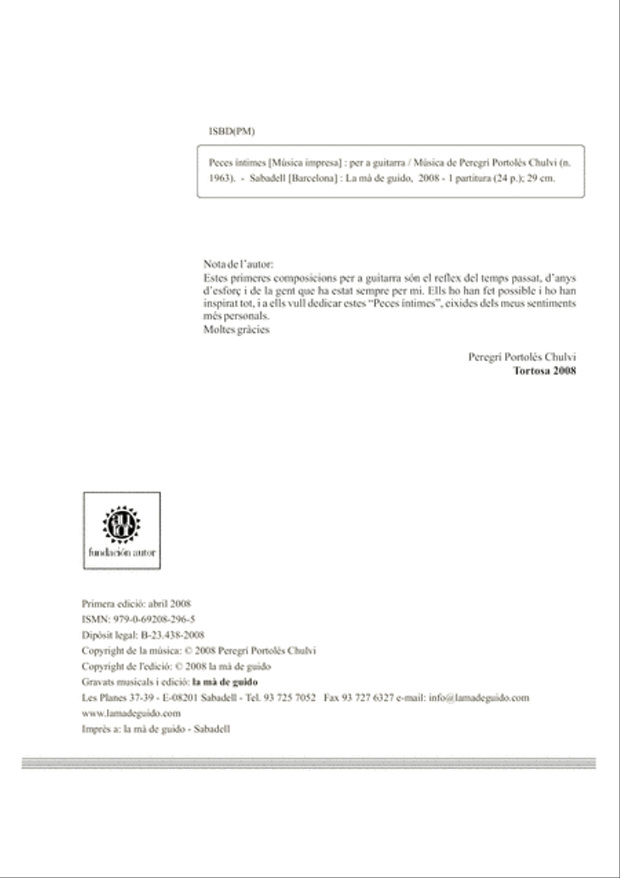 Peces íntimes Classical Guitar scores gallery preview page 4