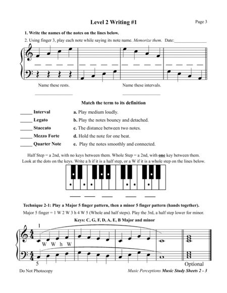 Music Study Sheets Level 2 2014 and 2003 Revision edition