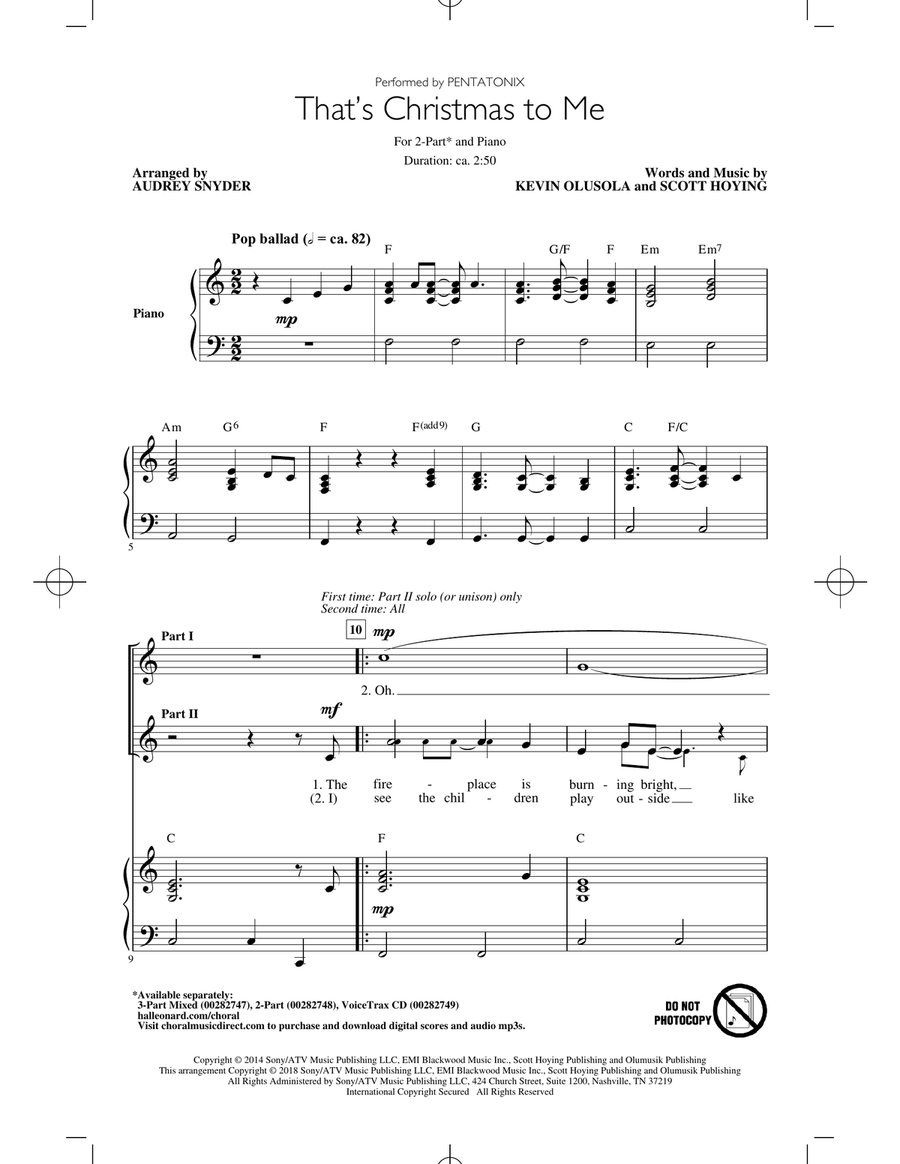 That's Christmas To Me (arr. Audrey Snyder) A Cappella scores gallery preview page 1
