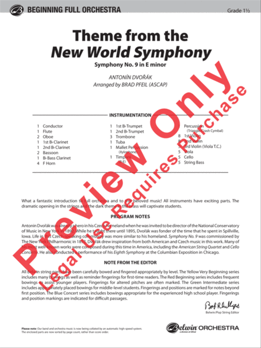 New World Symphony, Theme from the Full Orchestra scores gallery preview page 2