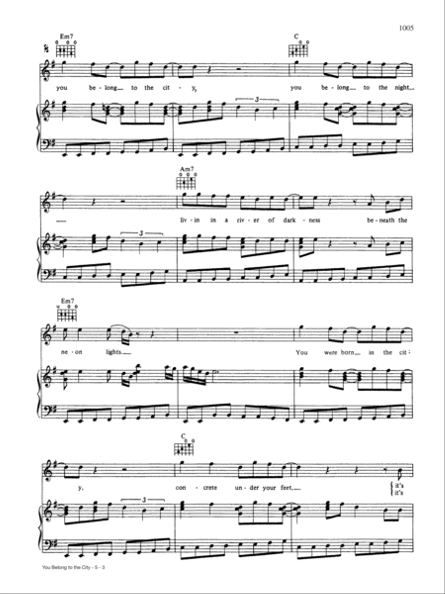 You Belong to the City Piano, Vocal, Guitar scores gallery preview page 3