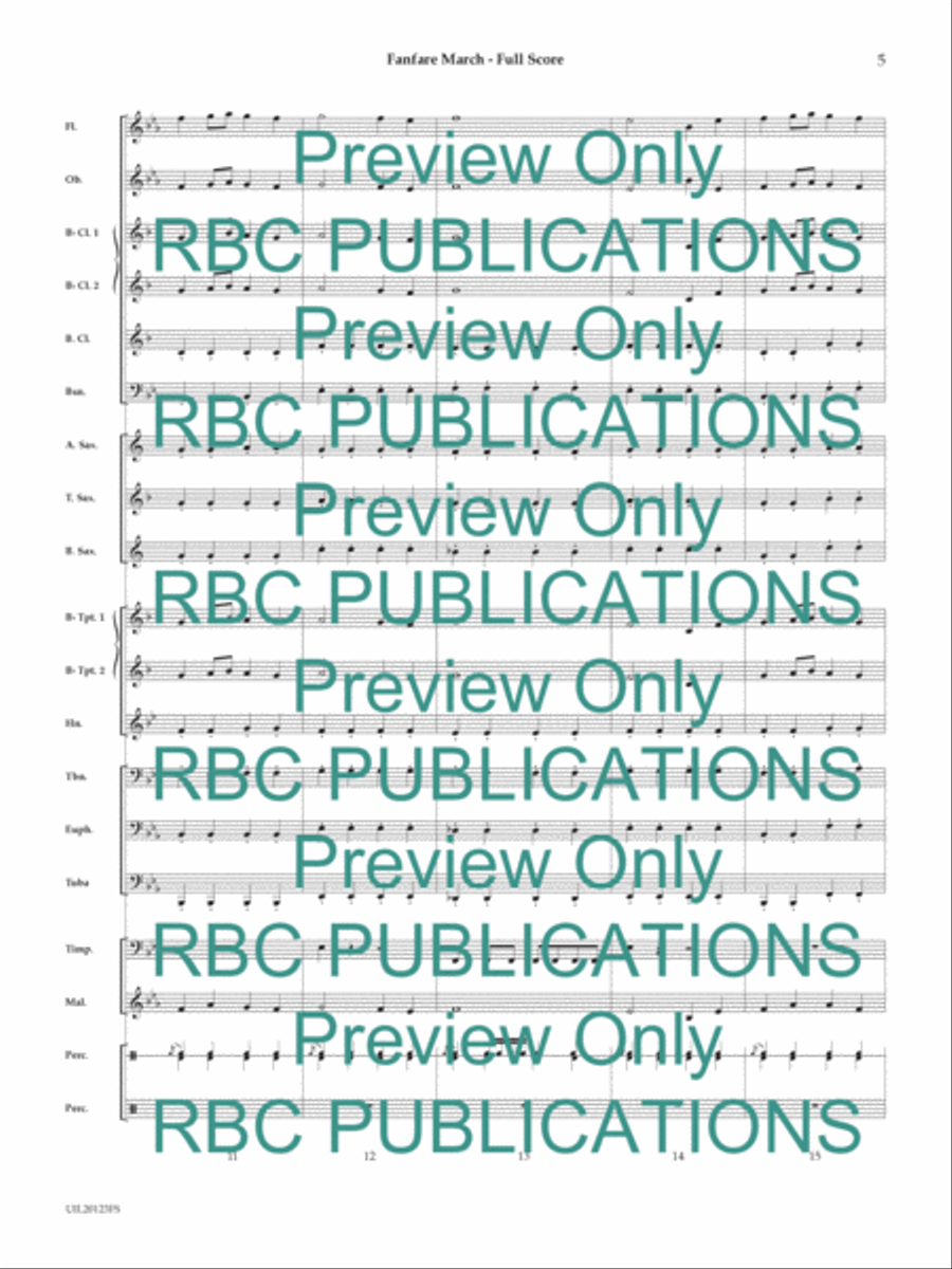 Fanfare March (Score) Concert Band scores gallery preview page 6