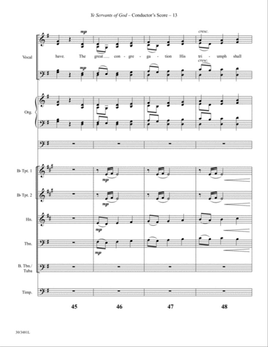 Ye Servants of God - Brass and Percussion Score and Parts Choir scores gallery preview page 15