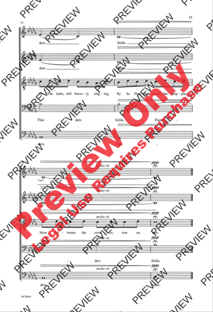 Flanders Fields 4-Part scores gallery preview page 15