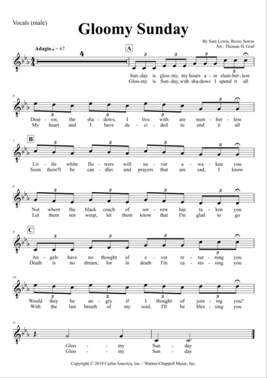 Gloomy Sunday Piano, Vocal, Guitar scores gallery preview page 3