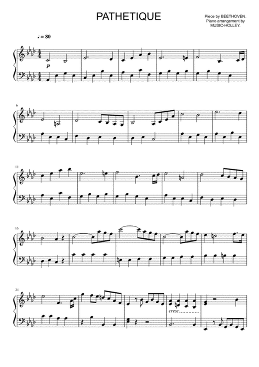 Beethoven - Sonate Op. 13, Pathetique (2nd movement, easy piano sheet) image number null