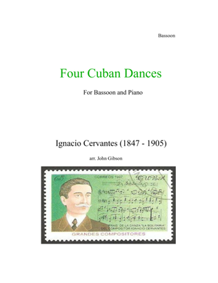 Book cover for 4 Cuban Dances by Cervantes for Bassoon and Piano