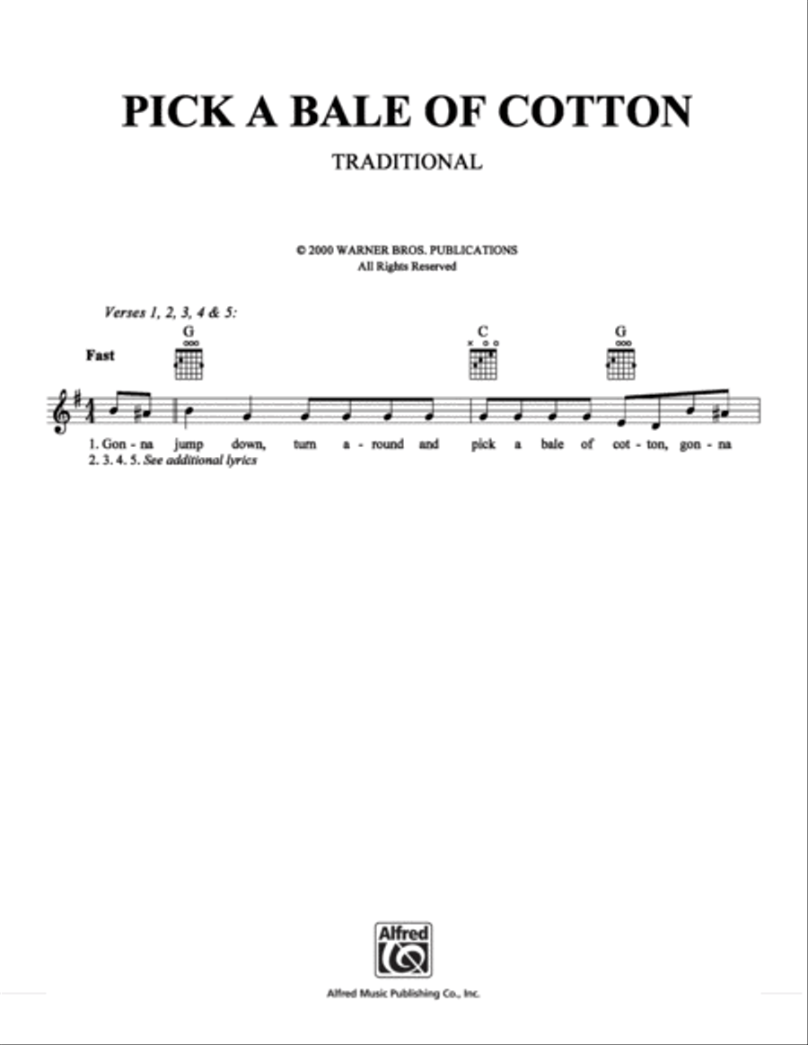 Pick a Bale of Cotton Pick a Bale of Cotton School and Community scores gallery preview page 1
