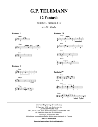 Book cover for 12 Fantasie, vol. 1, Fantasia I-IV