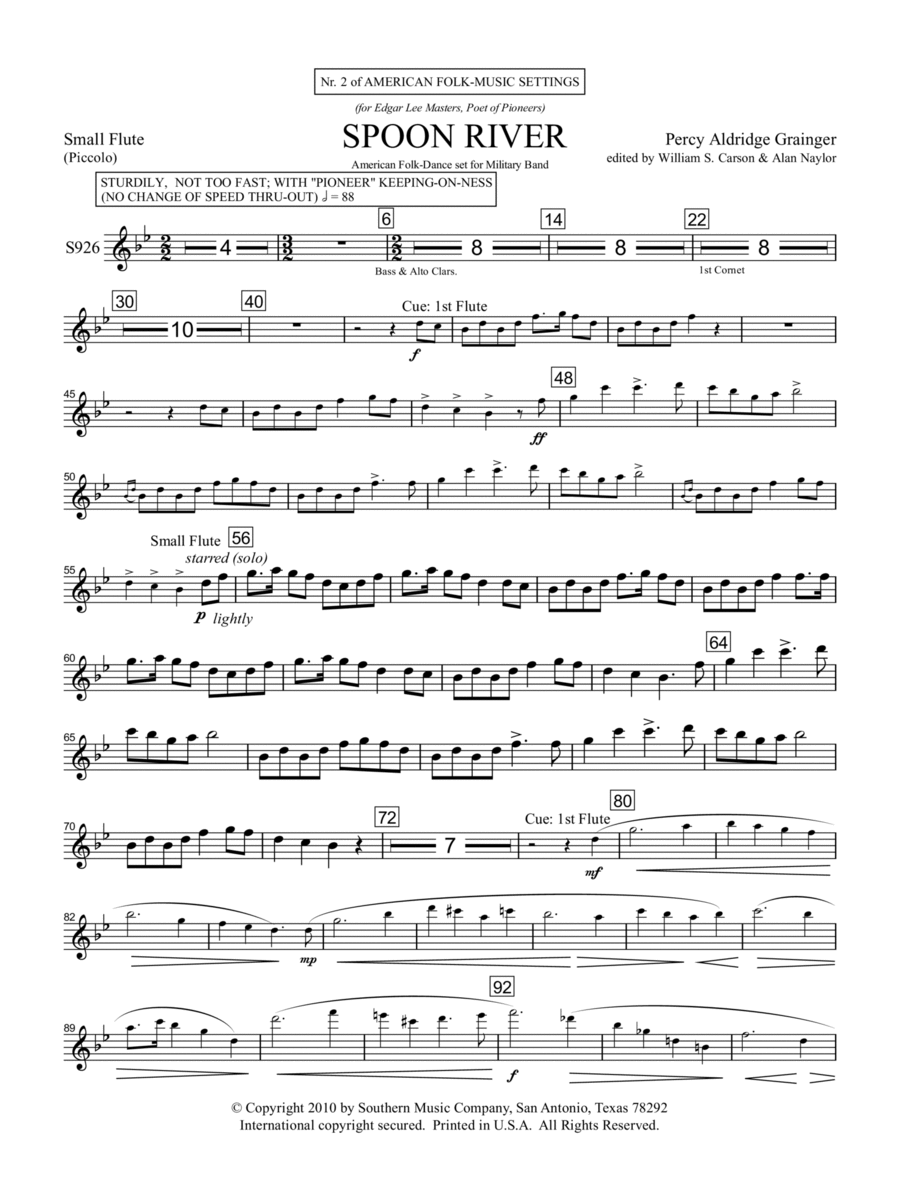 Spoon River - Piccolo Concert Band scores gallery preview page 1