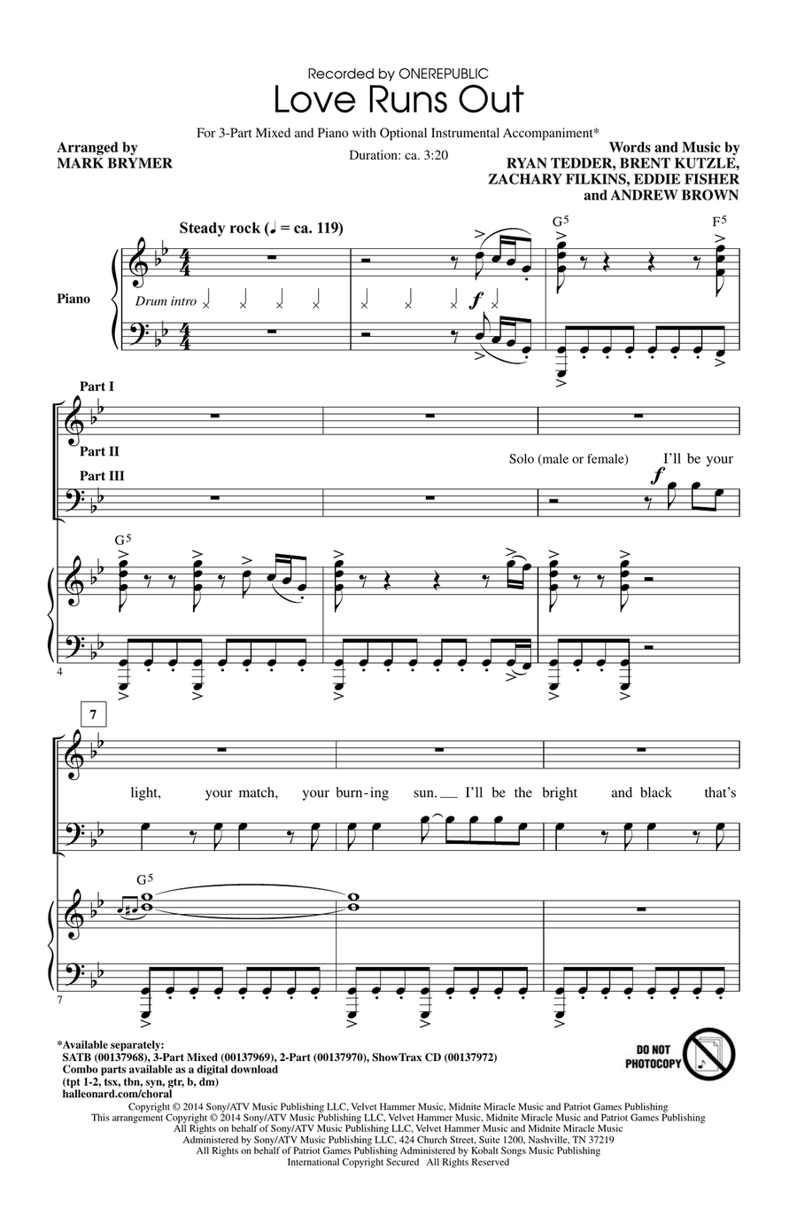 Love Runs Out (arr. Mark Brymer)
