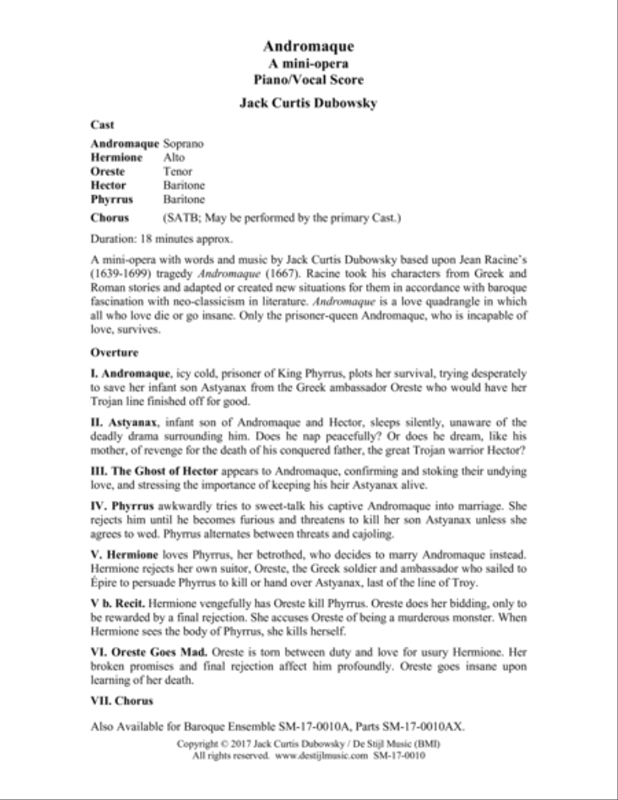 Andromaque Mini-Opera (Piano/Vocal) Choir scores gallery preview page 2