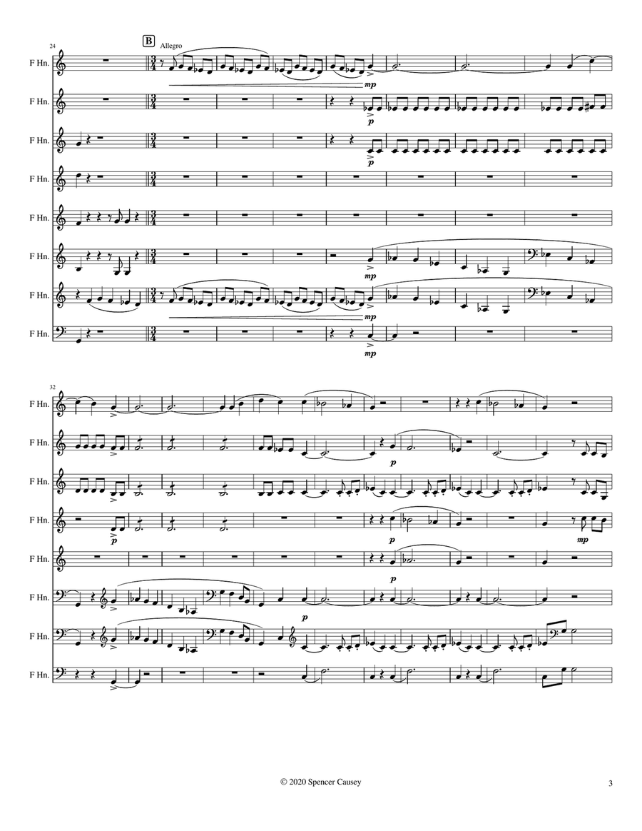 Egmont Overture for Horn Octet Chamber Orchestra scores gallery preview page 4