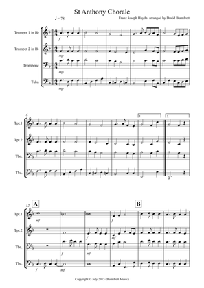 St Anthony Chorale for Brass Quartet