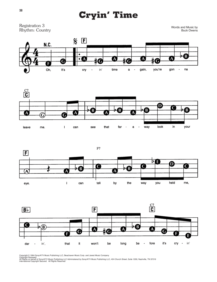Cryin' Time Electronic Keyboard scores gallery preview page 1