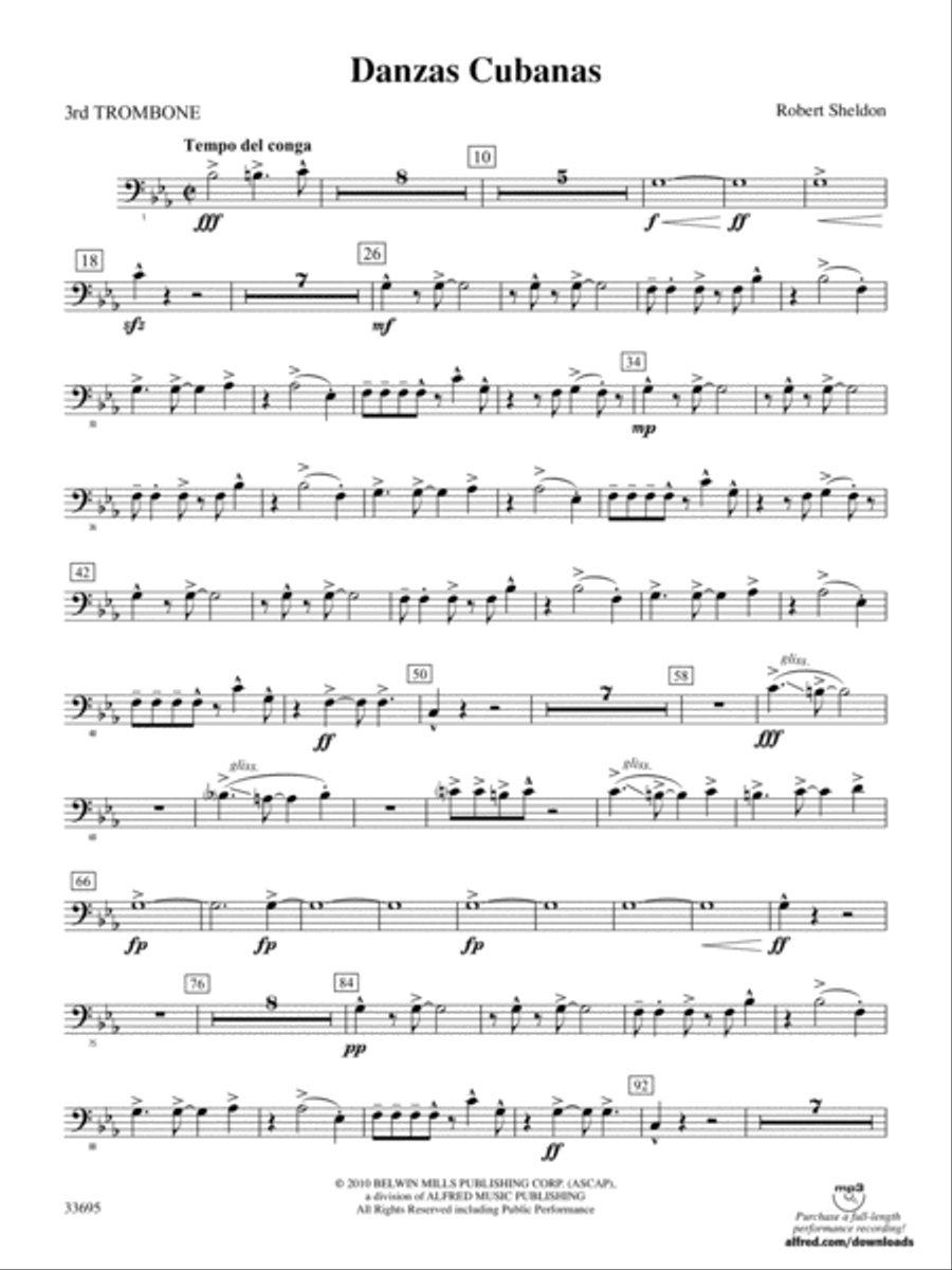 Danzas Cubanas: 3rd Trombone Full Orchestra scores gallery preview page 1