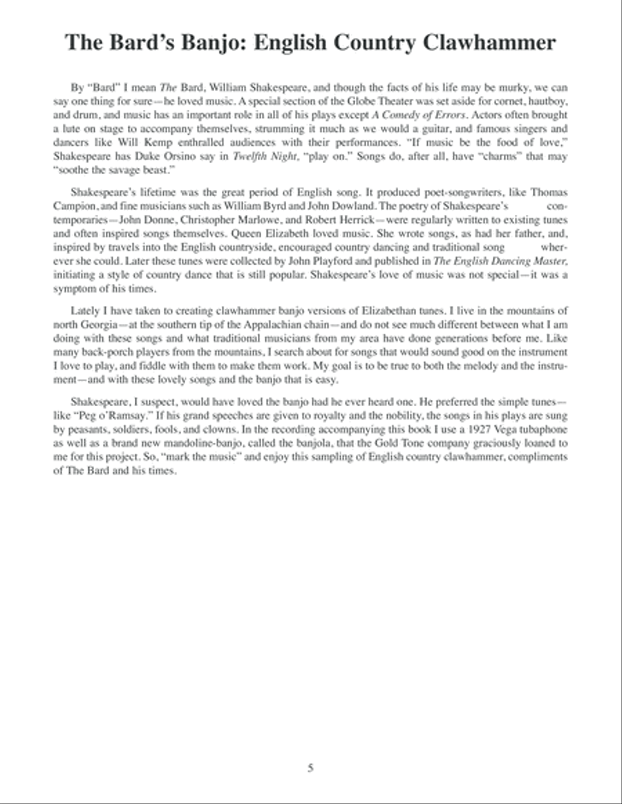 The Bard's Banjo: English Country Clawhammer Banjo Solos 5-String Banjo scores gallery preview page 6