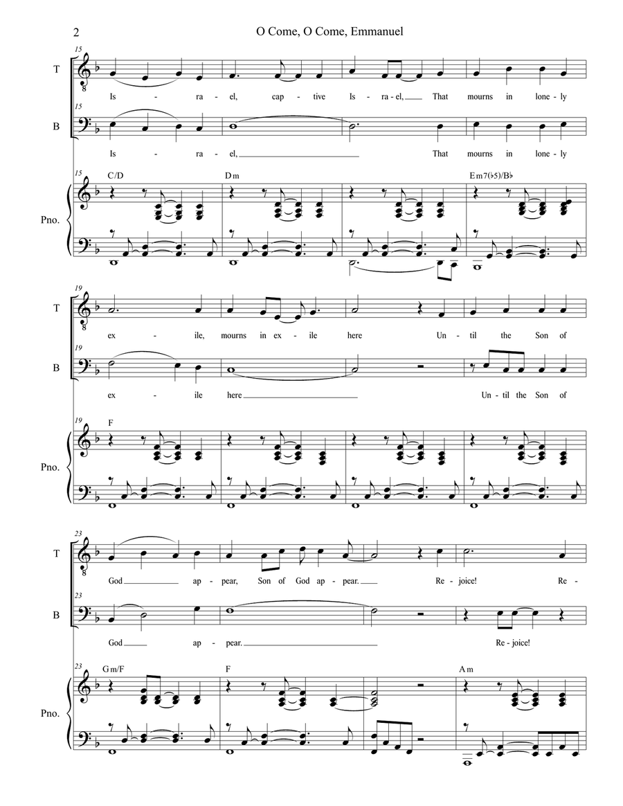 O Come, O Come, Emmanuel (Duet for Tenor and Bass Solo) Tenor Voice scores gallery preview page 2