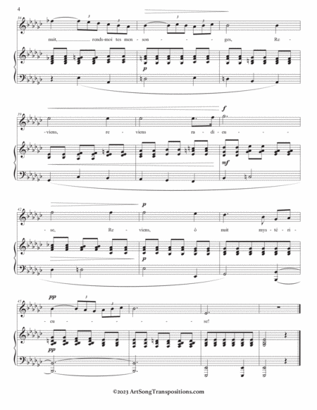 FAURÉ: Après un rêve, Op. 7 no. 1 (transposed to E-flat minor and D minor)