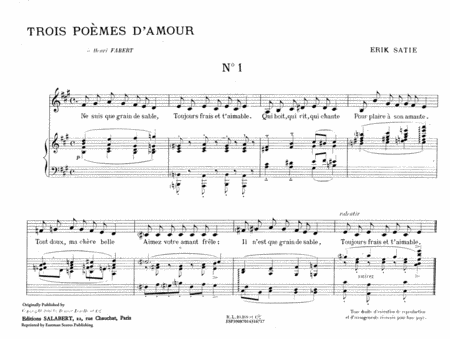 Trois poemes d'amour : pour piano et chant