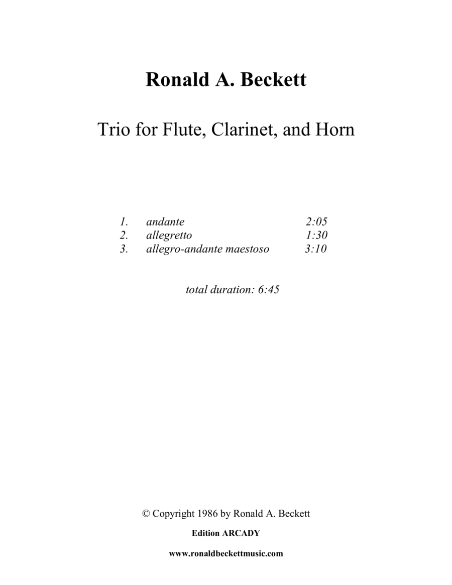 Trio for Flute, Clarinet, and Horn image number null