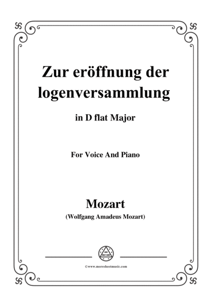 Mozart-Zur eröffnung der logenversammlung,in D flat Major,for Voice and Piano image number null