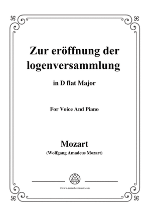 Mozart-Zur eröffnung der logenversammlung,in D flat Major,for Voice and Piano