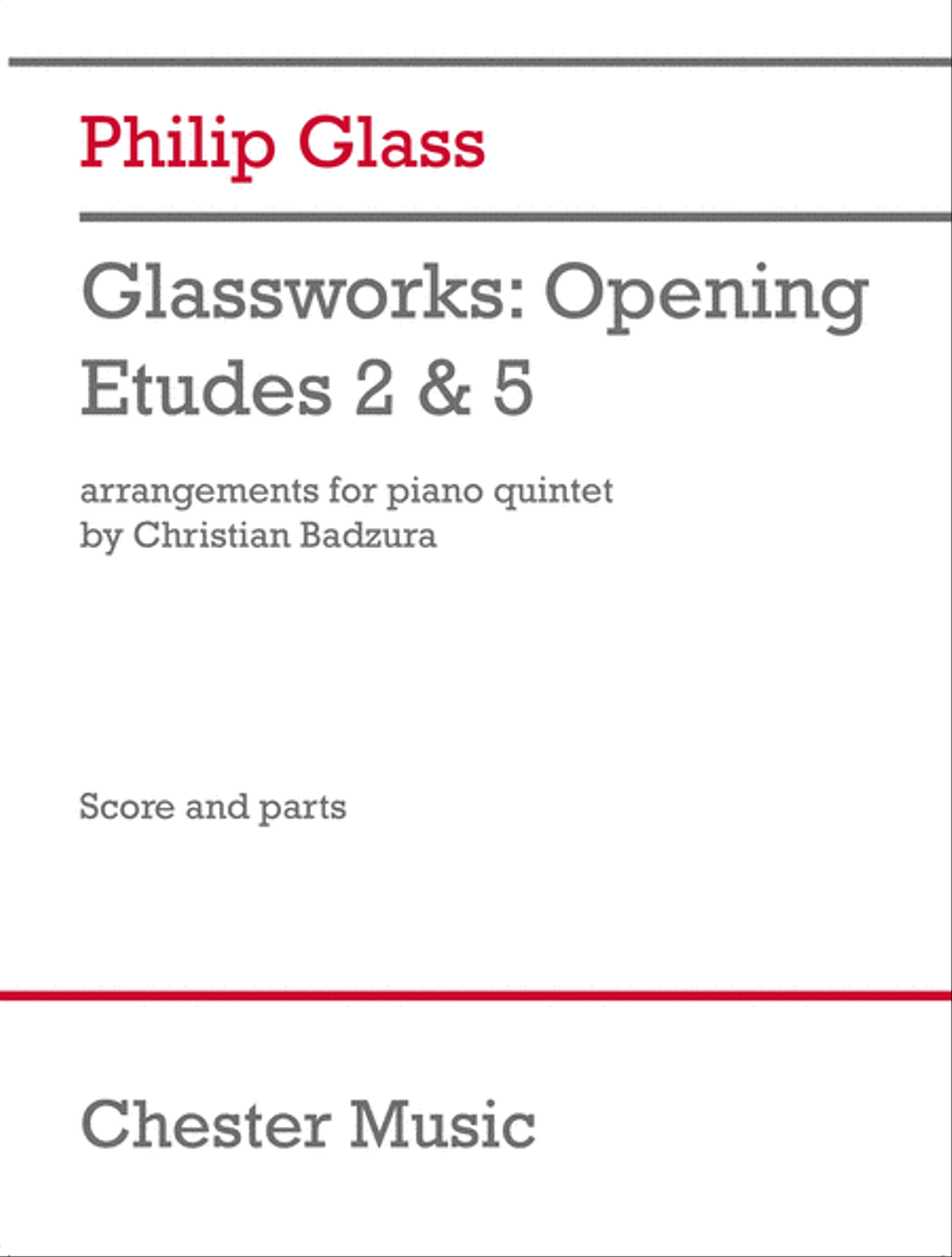 Glassworks - Opening, Etudes No.2 & 5 Piano Quintet scores gallery preview page 1