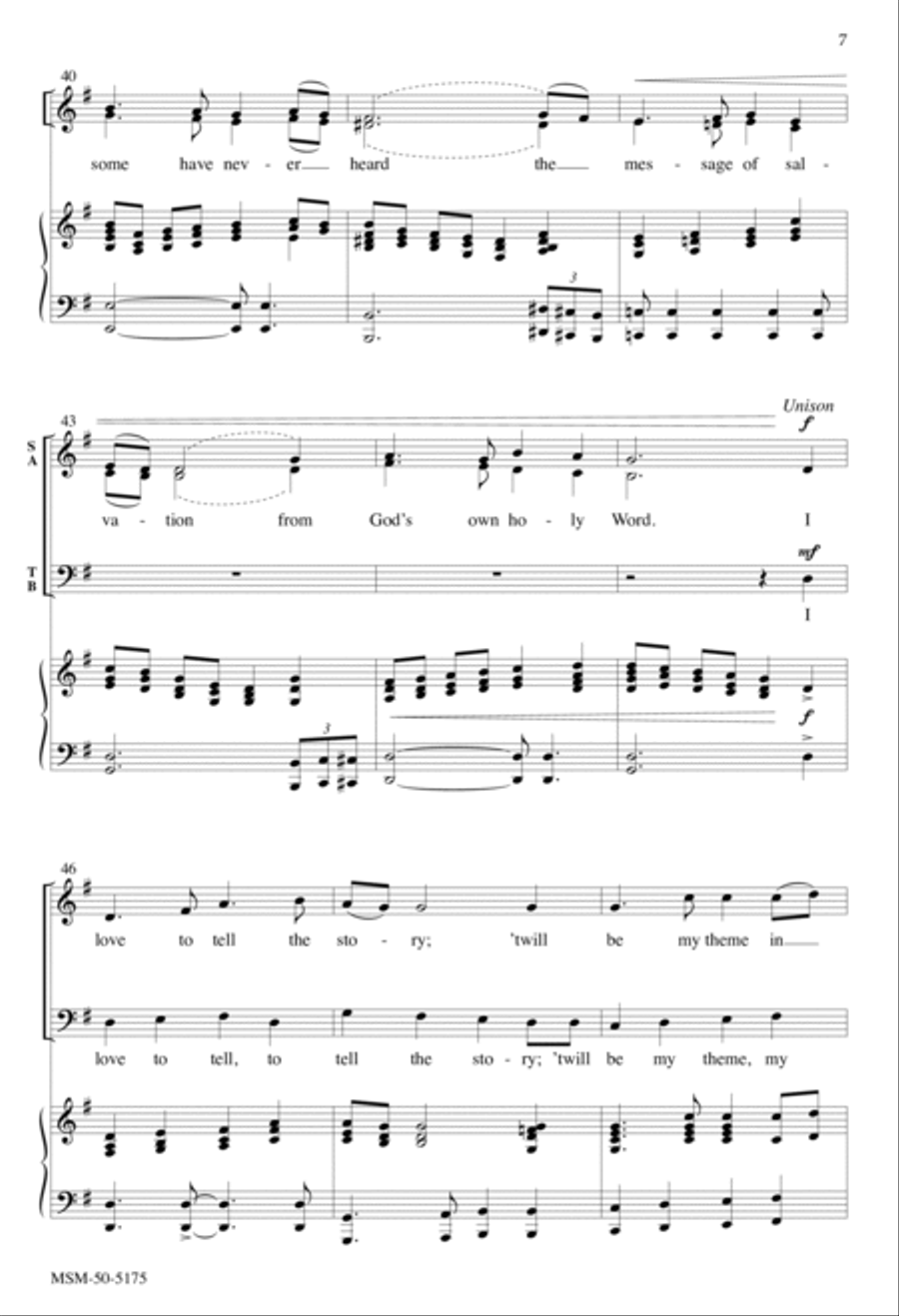 I Love to Tell the Story 4-Part scores gallery preview page 6