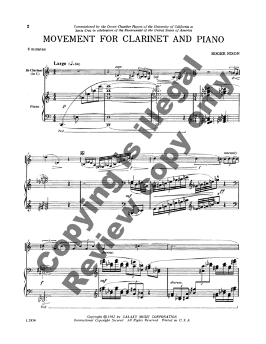 Movement for Clarinet and Piano Clarinet Solo scores gallery preview page 3
