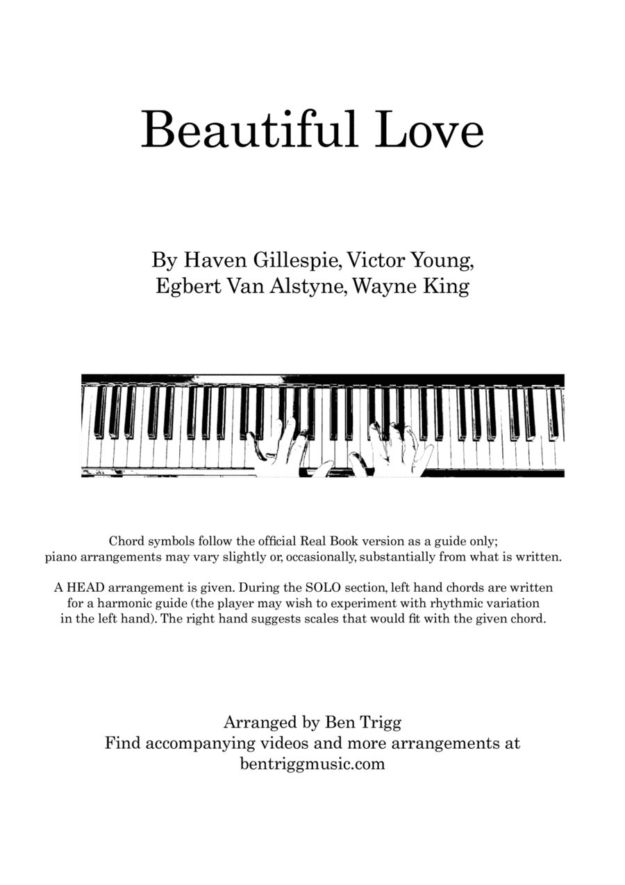 Beautiful Love Piano Solo scores gallery preview page 1