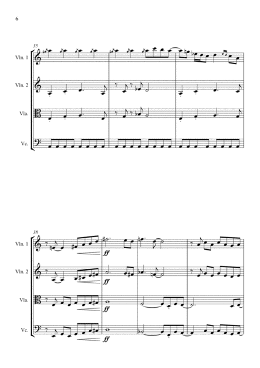 Smoke On The Water String Quartet scores gallery preview page 6