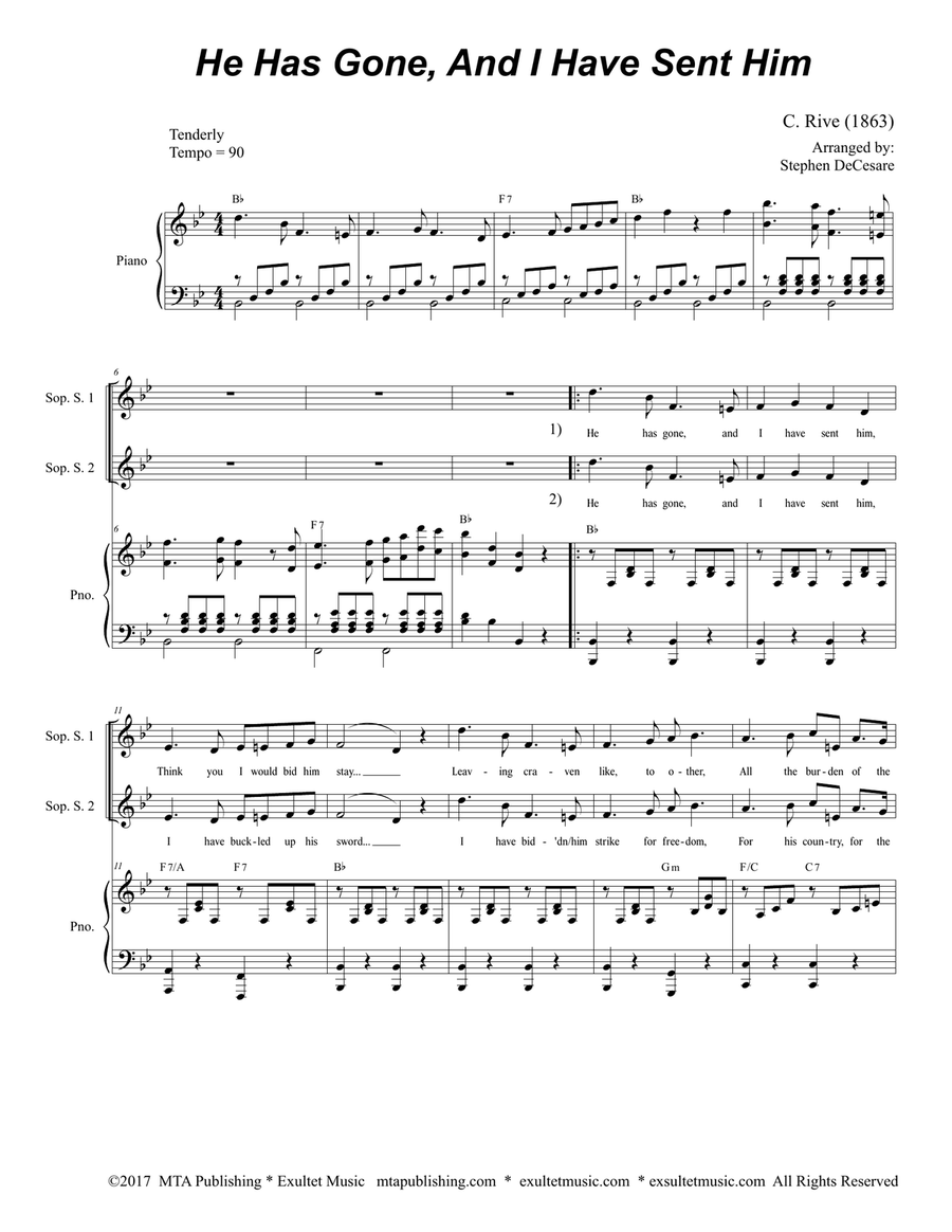 He Has Gone, And I Have Sent Him SSA scores gallery preview page 2