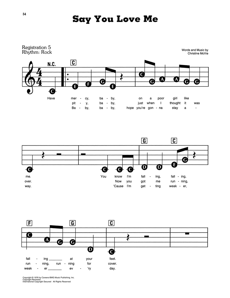 Say You Love Me Electronic Keyboard scores gallery preview page 1