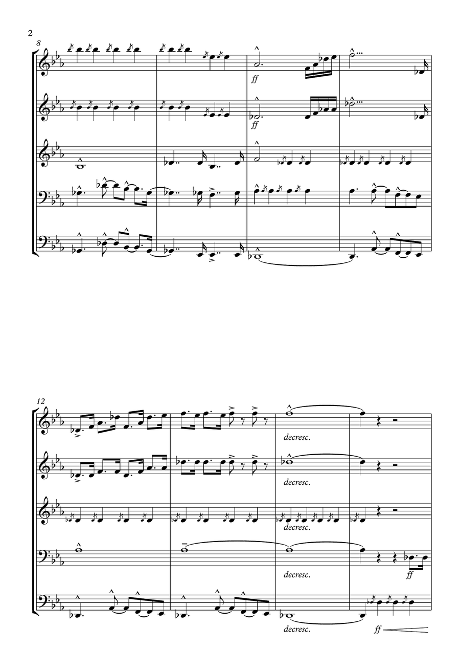 Mexican traditional Folk Pop: RAMITO DE VIOLETAS for Brass Quintet; arr. Martín Hernández Sánchez Brass Quintet scores gallery preview page 2
