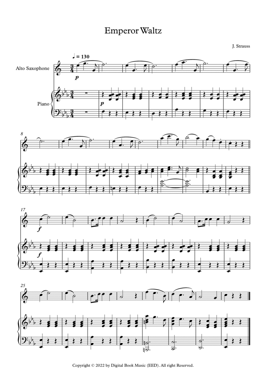 Emperor Waltz - Johann Strauss Jr. (Alto Sax + Piano) image number null