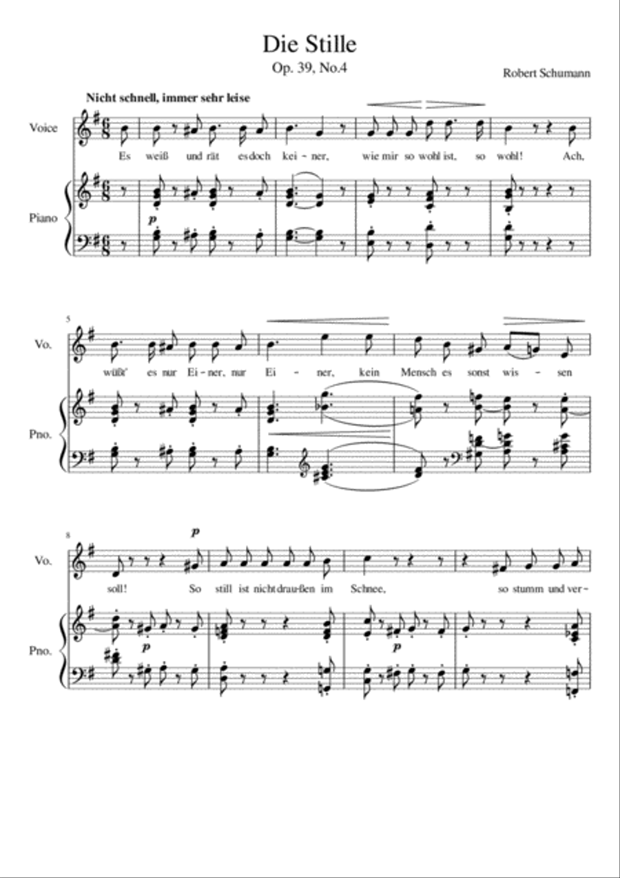 Die Stille - G Major Voice Solo scores gallery preview page 2