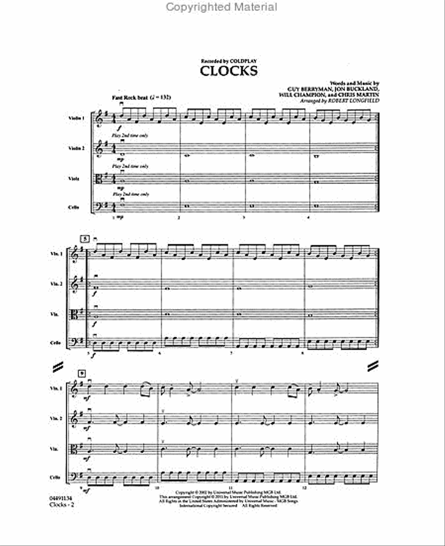 Clocks String Quartet scores gallery preview page 2