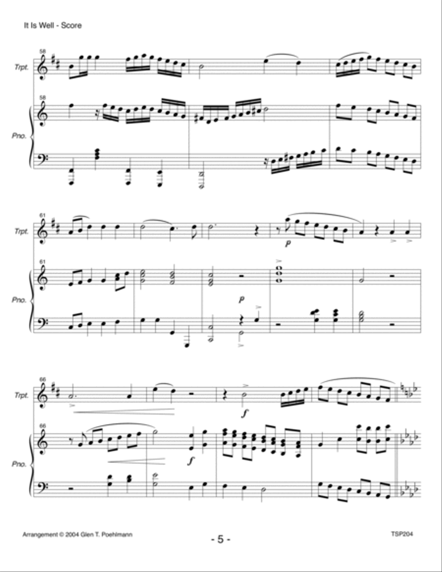 IT IS WELL WITH MY SOUL - TRUMPET SOLO with Piano Accompaniment Trumpet Solo scores gallery preview page 5