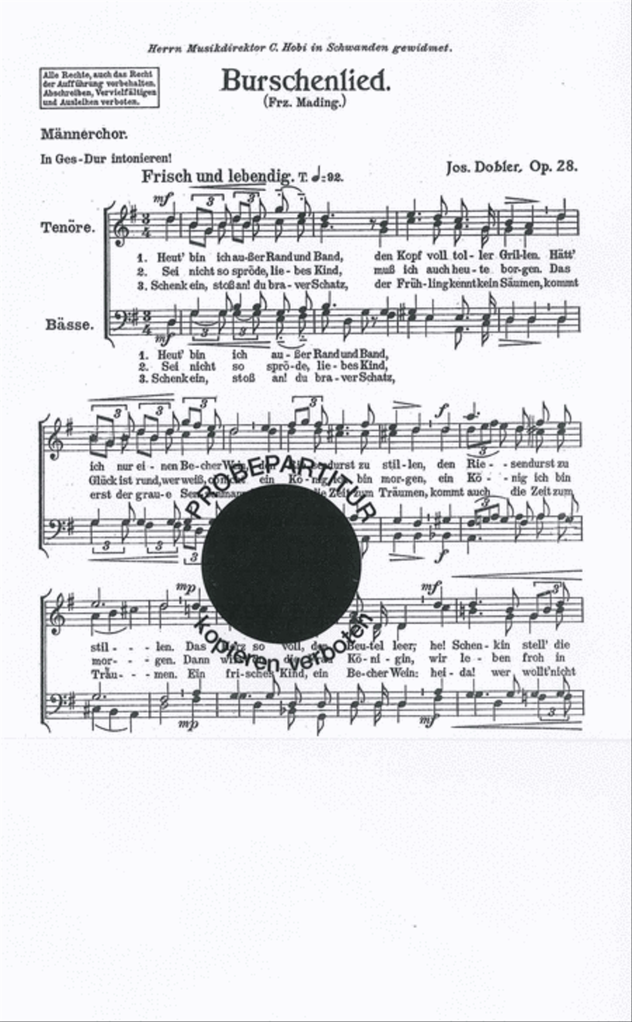 Burschenlied Men's Choir scores gallery preview page 1