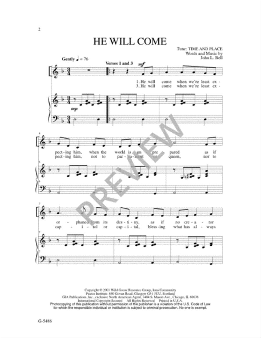 He Will Come 4-Part scores gallery preview page 2